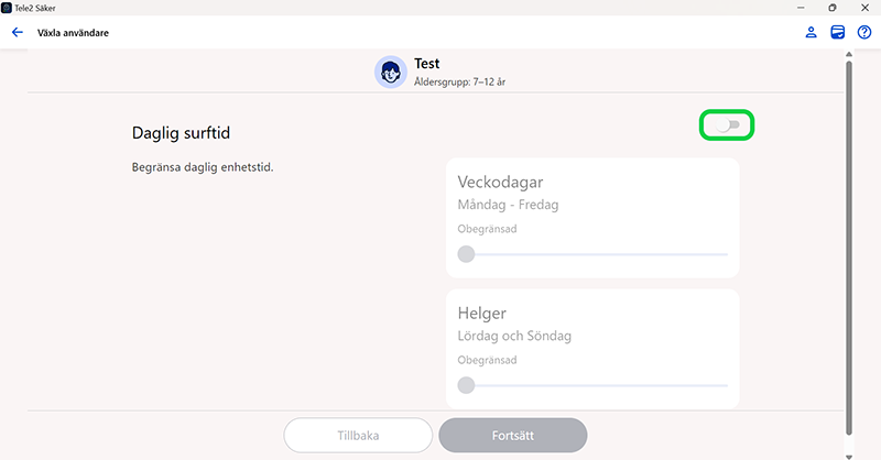 Tele2 Säker Familjeregler Guide - 5 - Dagligsurftid