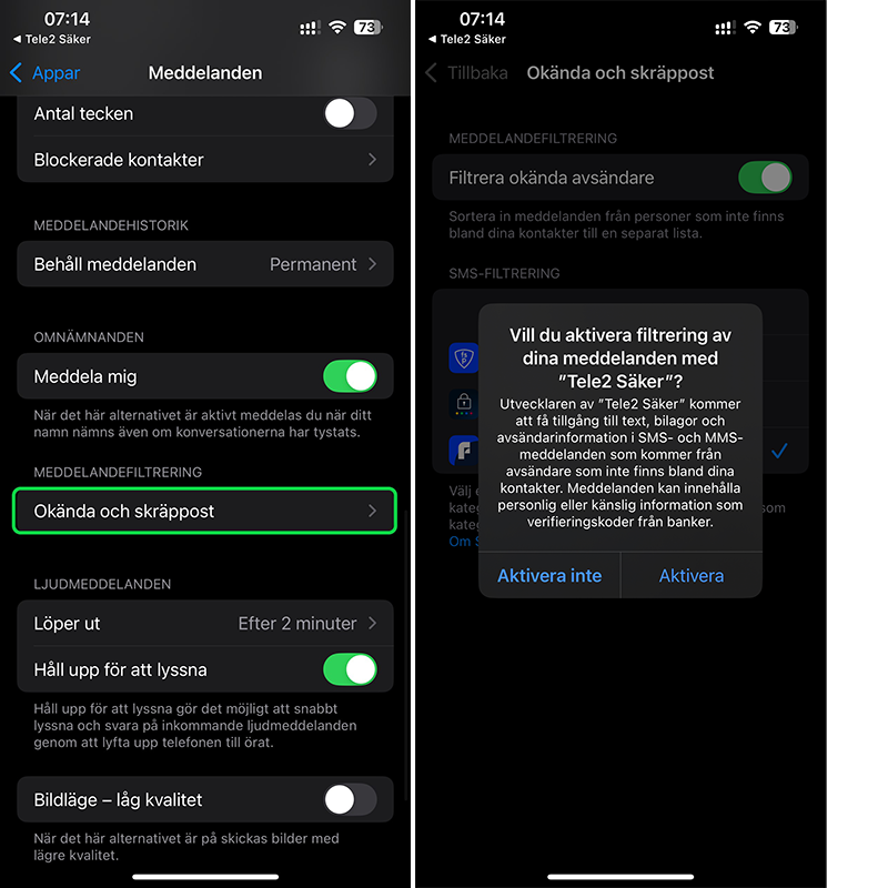 Tele2 Säker - SMS-Skydd iOS 4